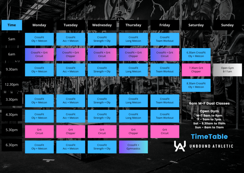 Unbound Athletic Timetable
